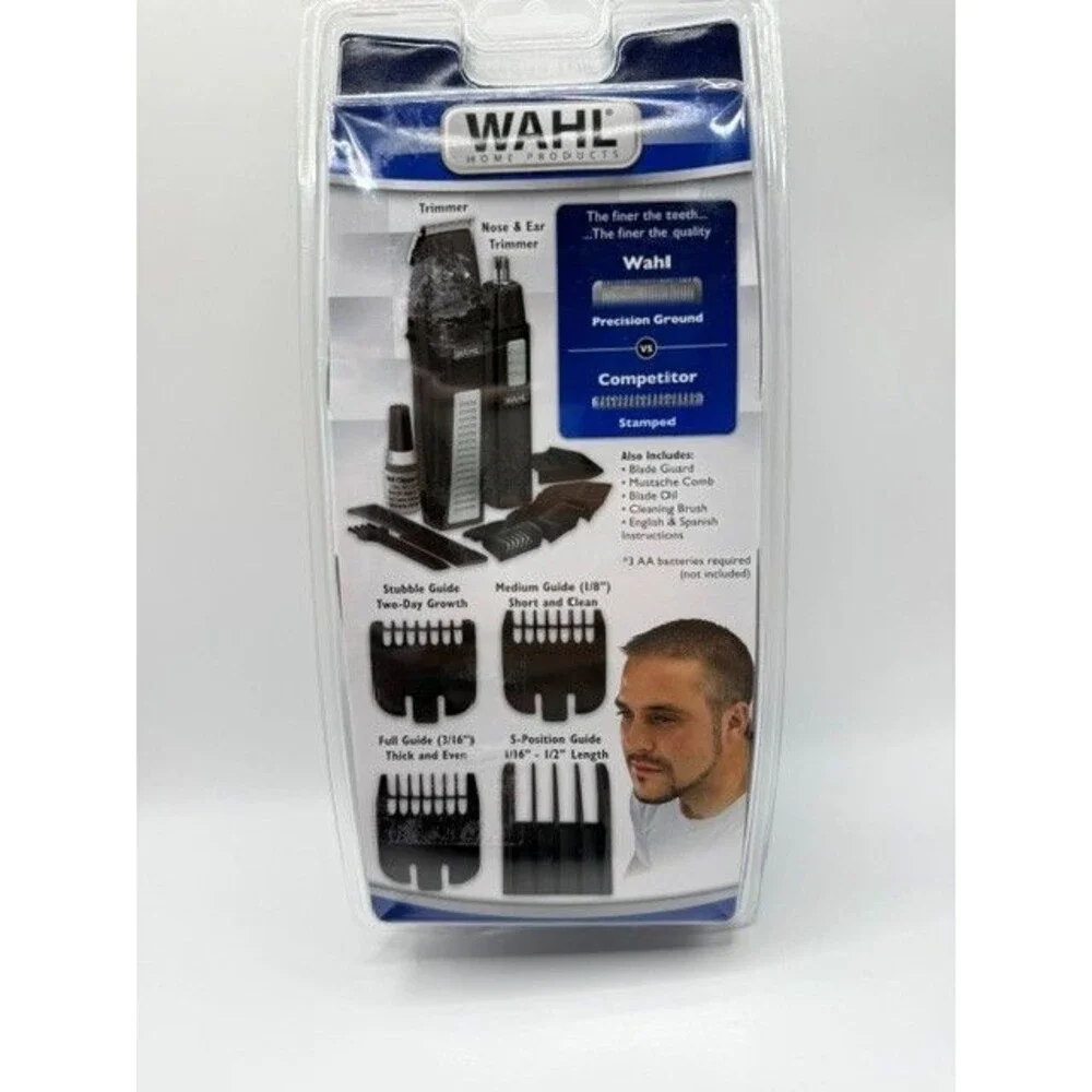 NEW Wahl Beard Trimmer Kit Bonus Nose Ear Brow Trimmer 5537-1801 Battery